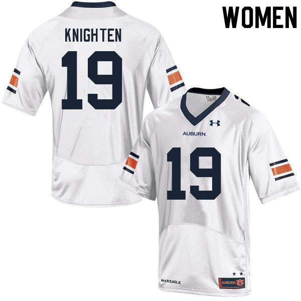 Women #19 Bydarrius Knighten Auburn Tigers College Football Jerseys Sale-White